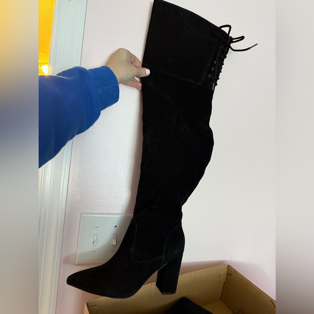 NEW IN BOX JustFab Elegant Black over the knee Women's Boots